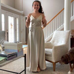 Neutral Champagne Bridesmaids Dress - XS Birdy Grey Shiny Satin